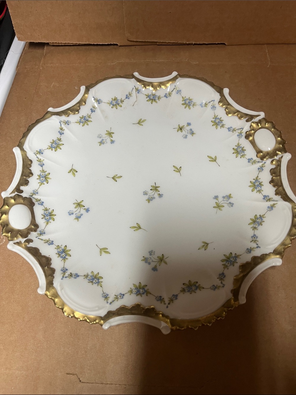 Vintage Victorian Handle plate Forget me Not